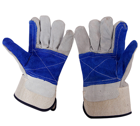 代爾塔牛皮全棉帆布手套耐磨損搬運(yùn)勞動(dòng)