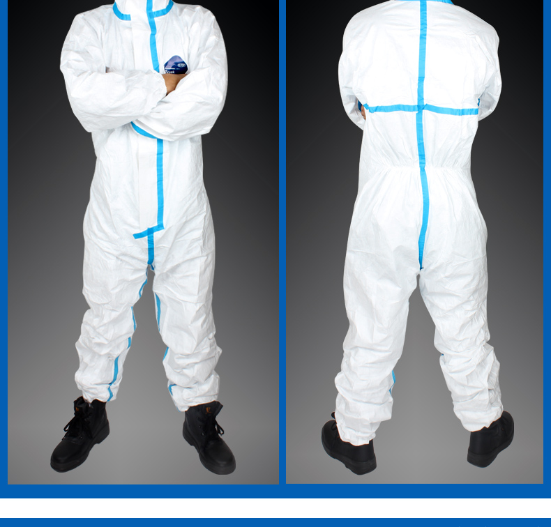 杜邦TYVEK膠條連體全身防化隔離防靜電防護服(圖5)