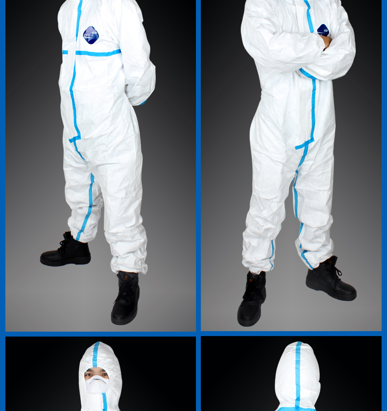 杜邦TYVEK膠條連體全身防化隔離防靜電防護服(圖4)