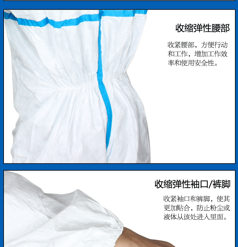 杜邦TYVEK膠條連體全身防化隔離防靜電防護服(圖8)